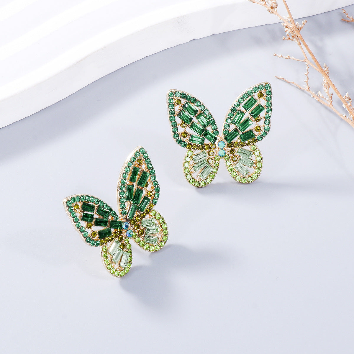 Zephariel Alloy Inlaid Rhinestone Butterfly Earrings