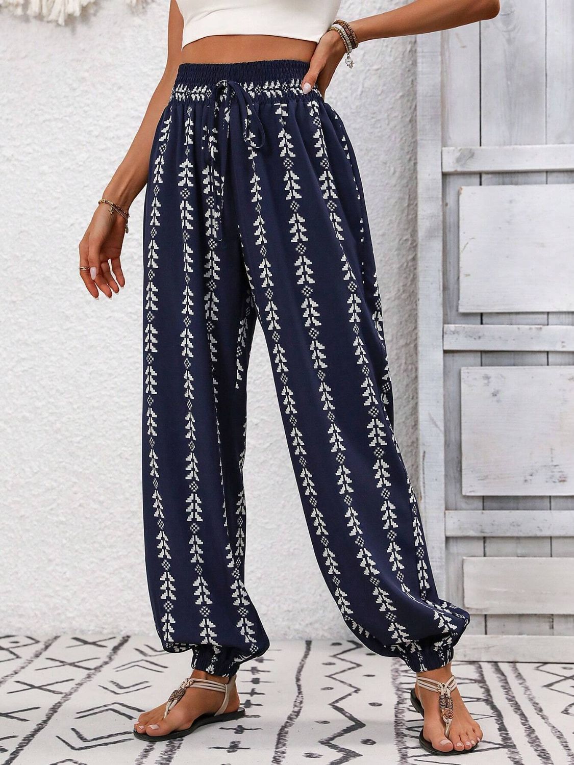 Zephariel Tied Printed High Waist Pants