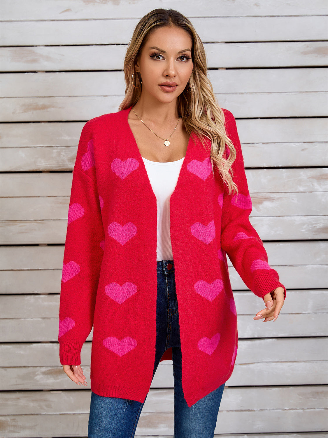 Zephariel Heart Open Front Long Sleeve Cardigan