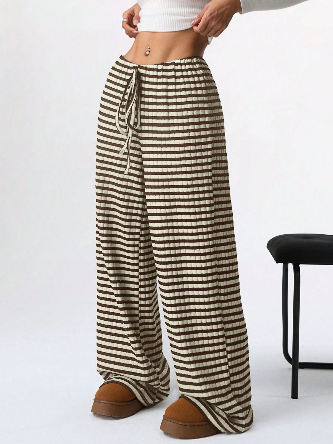 Zephariel Tied Striped Wide Leg Pants