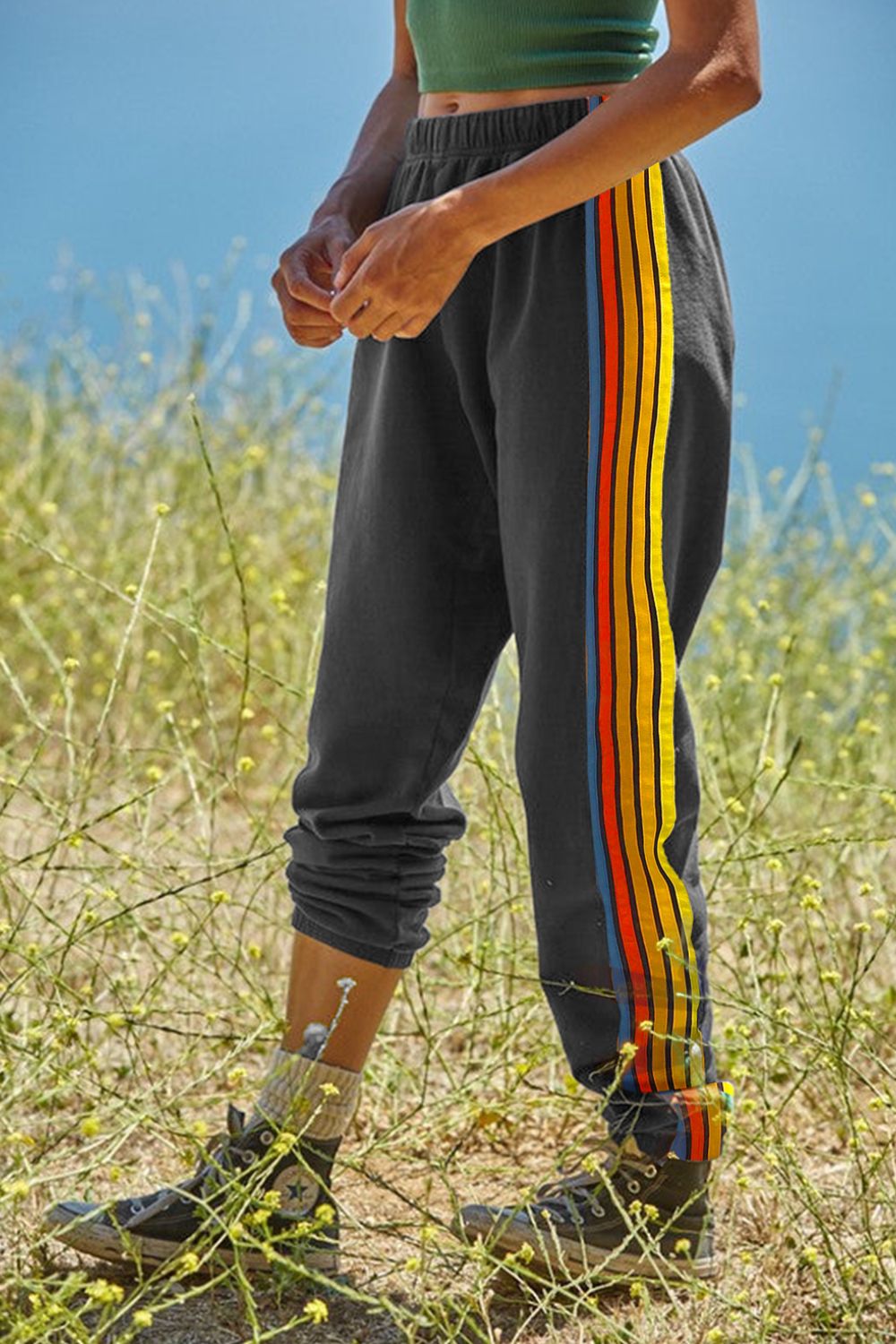 Zephariel Contrast Striped Elastic Waist Active Pants