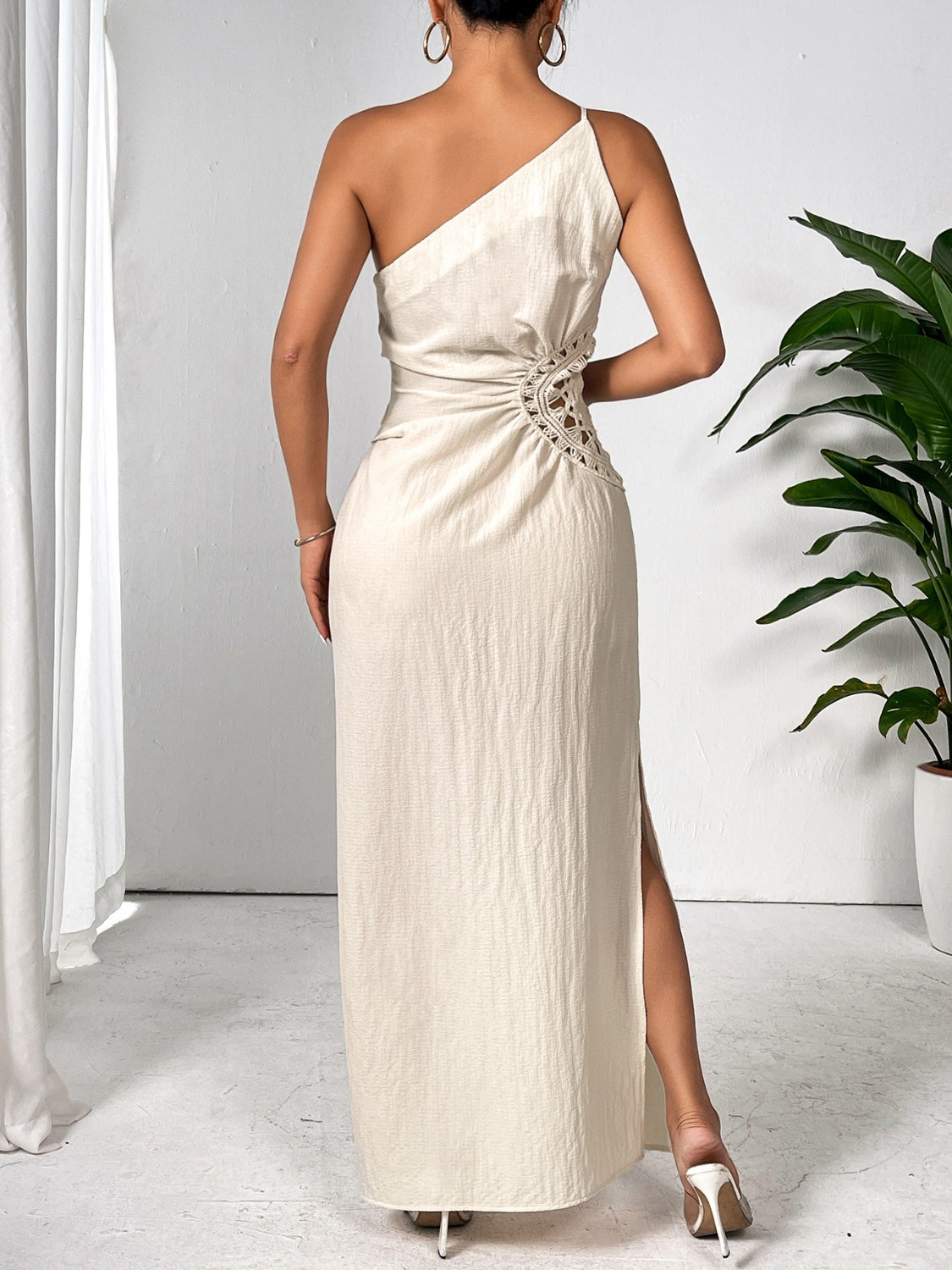 Zephariel Slit One Shoulder Sleeveless Maxi Dress