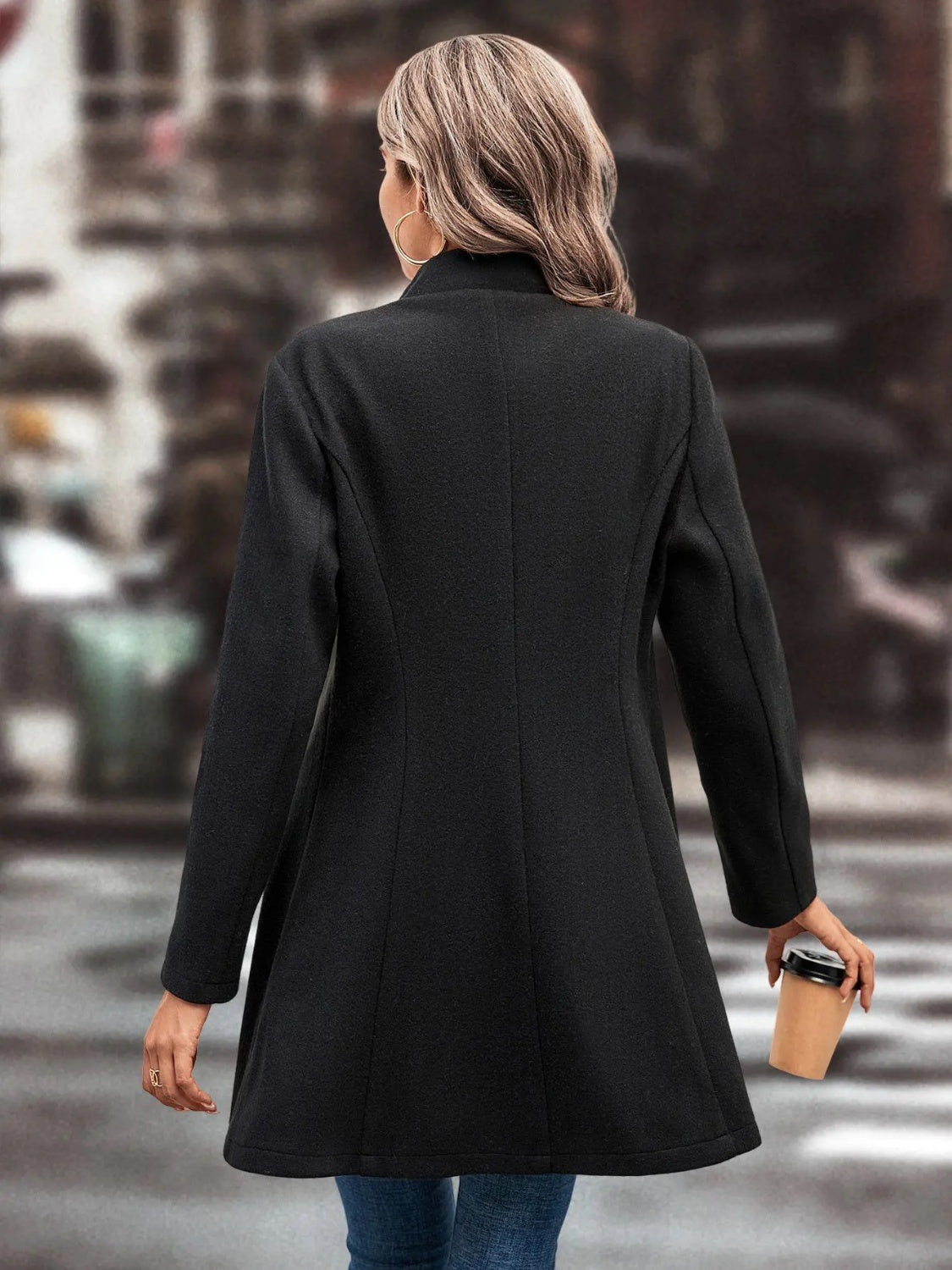 Zephariel Collared Neck Long Sleeve Longline Coat