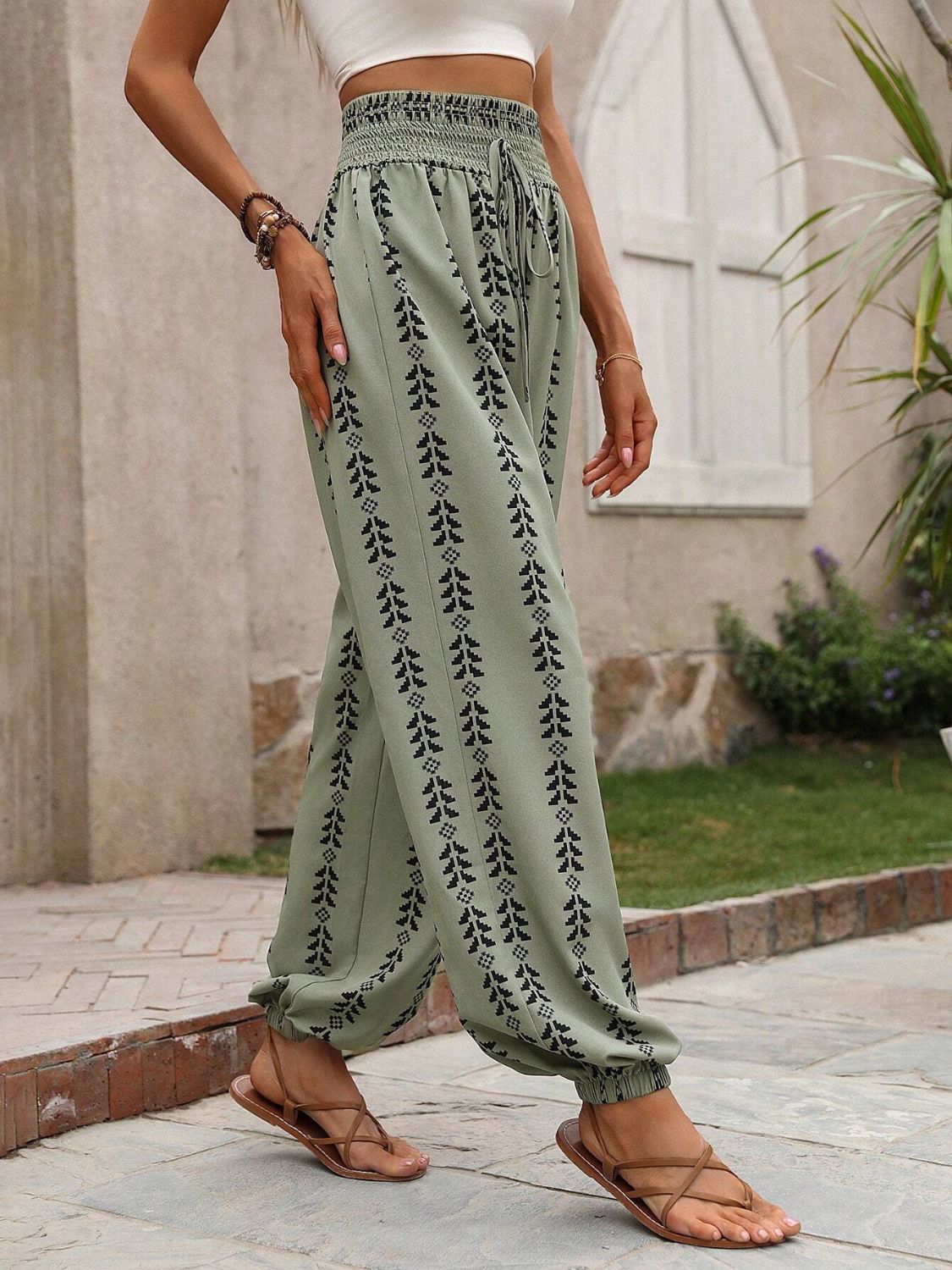 Zephariel Tied Printed High Waist Pants