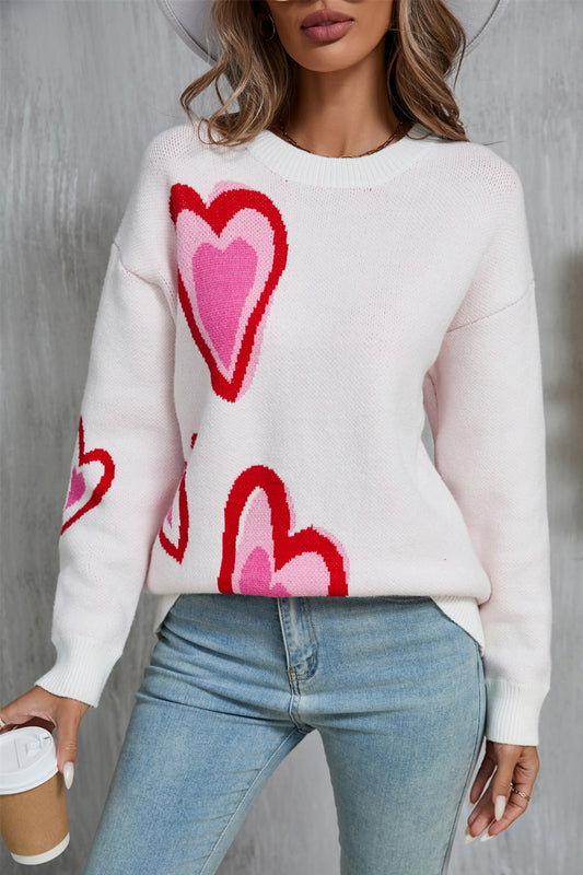 Zephariel Heart Round Neck Long Sleeve Sweater