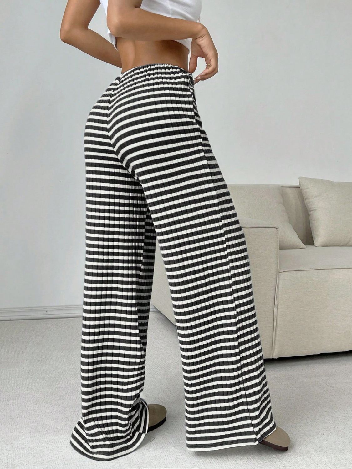 Zephariel Tied Striped Wide Leg Pants