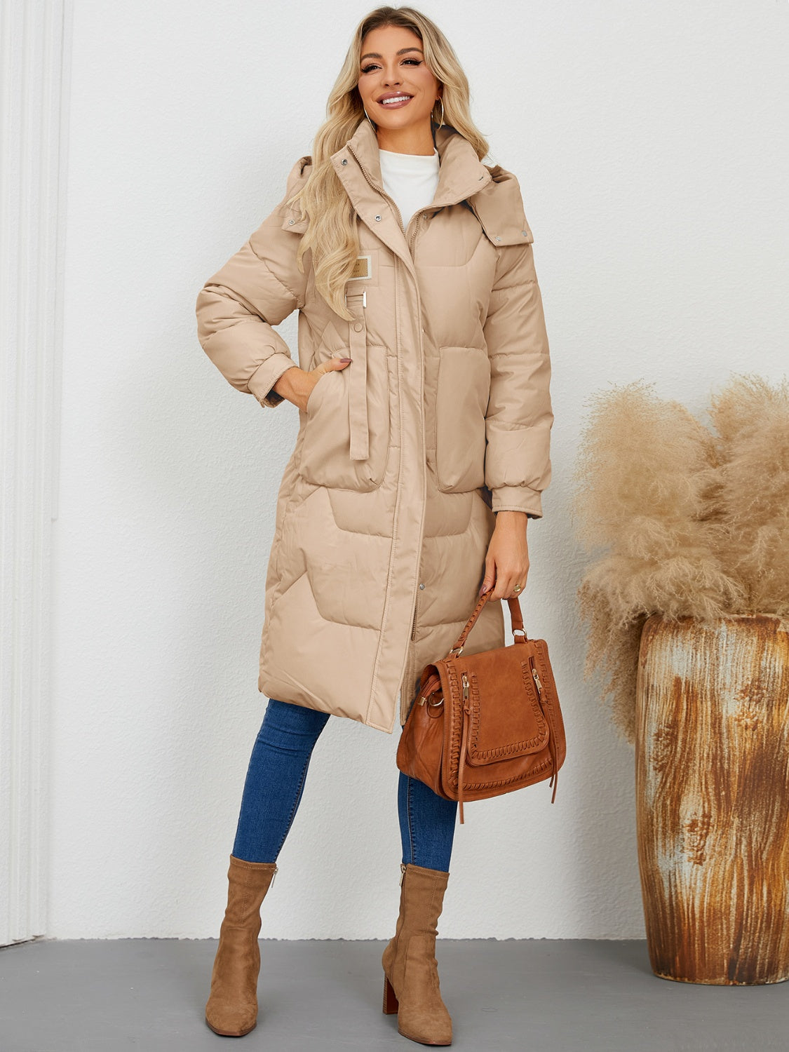 Zephariel Long Sleeve Longline Hooded Winter Coat