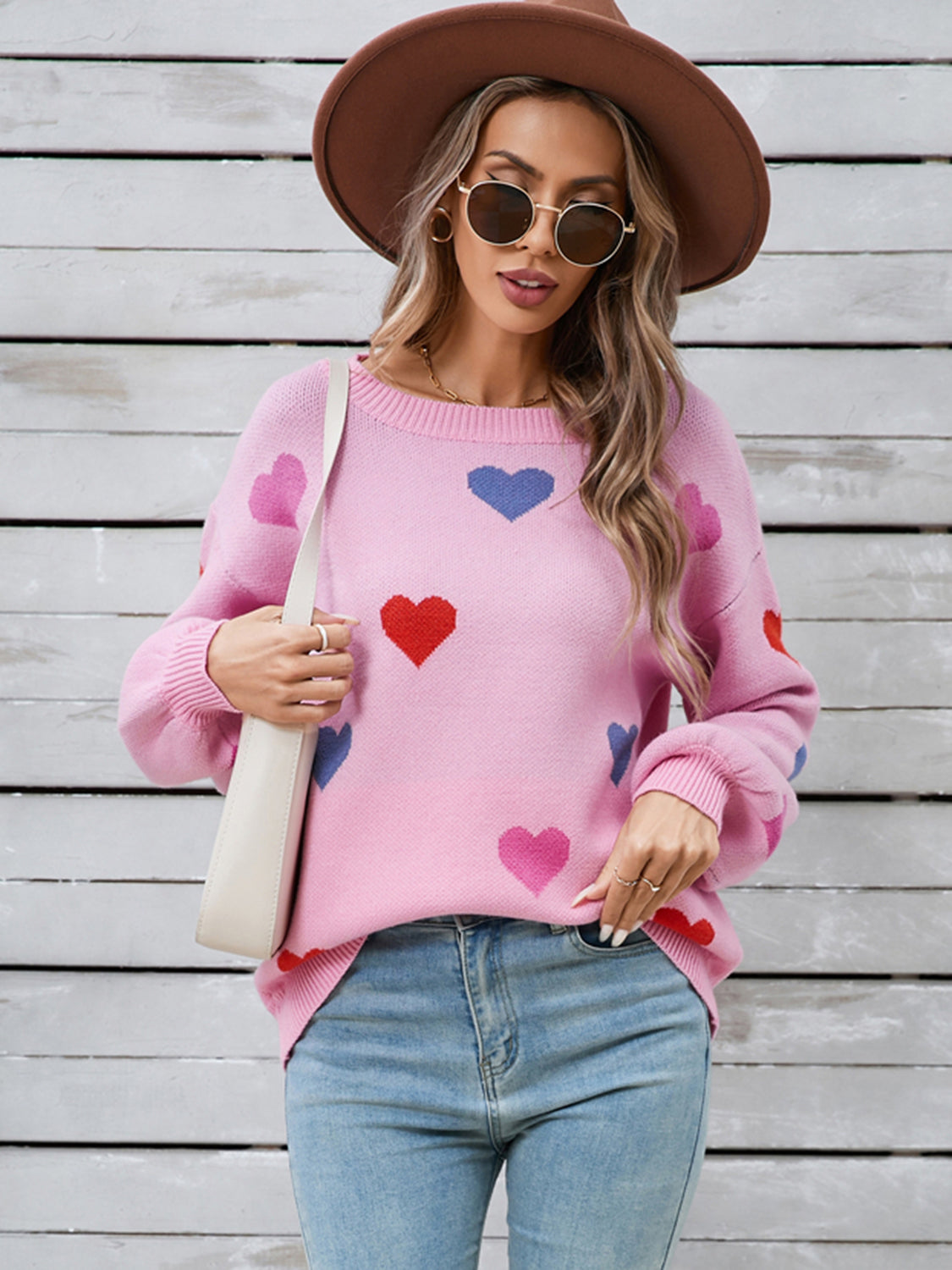 Zephariel Heart Round Neck Long Sleeve Sweater