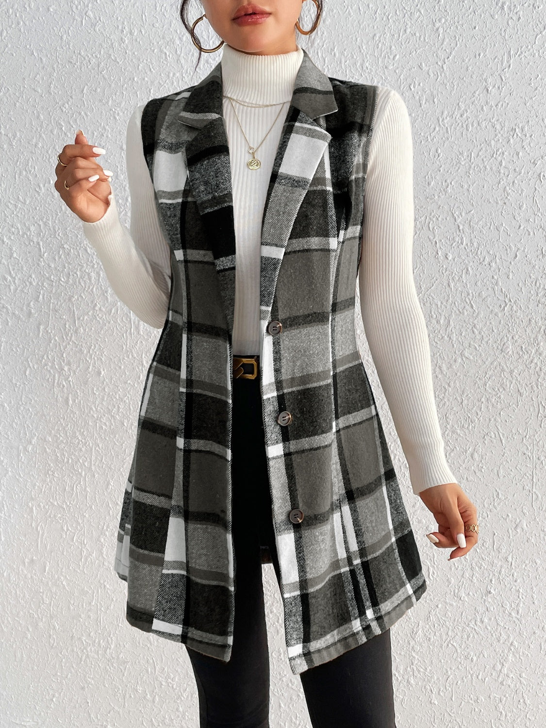 Zephariel Plaid Button Up Vest Coat