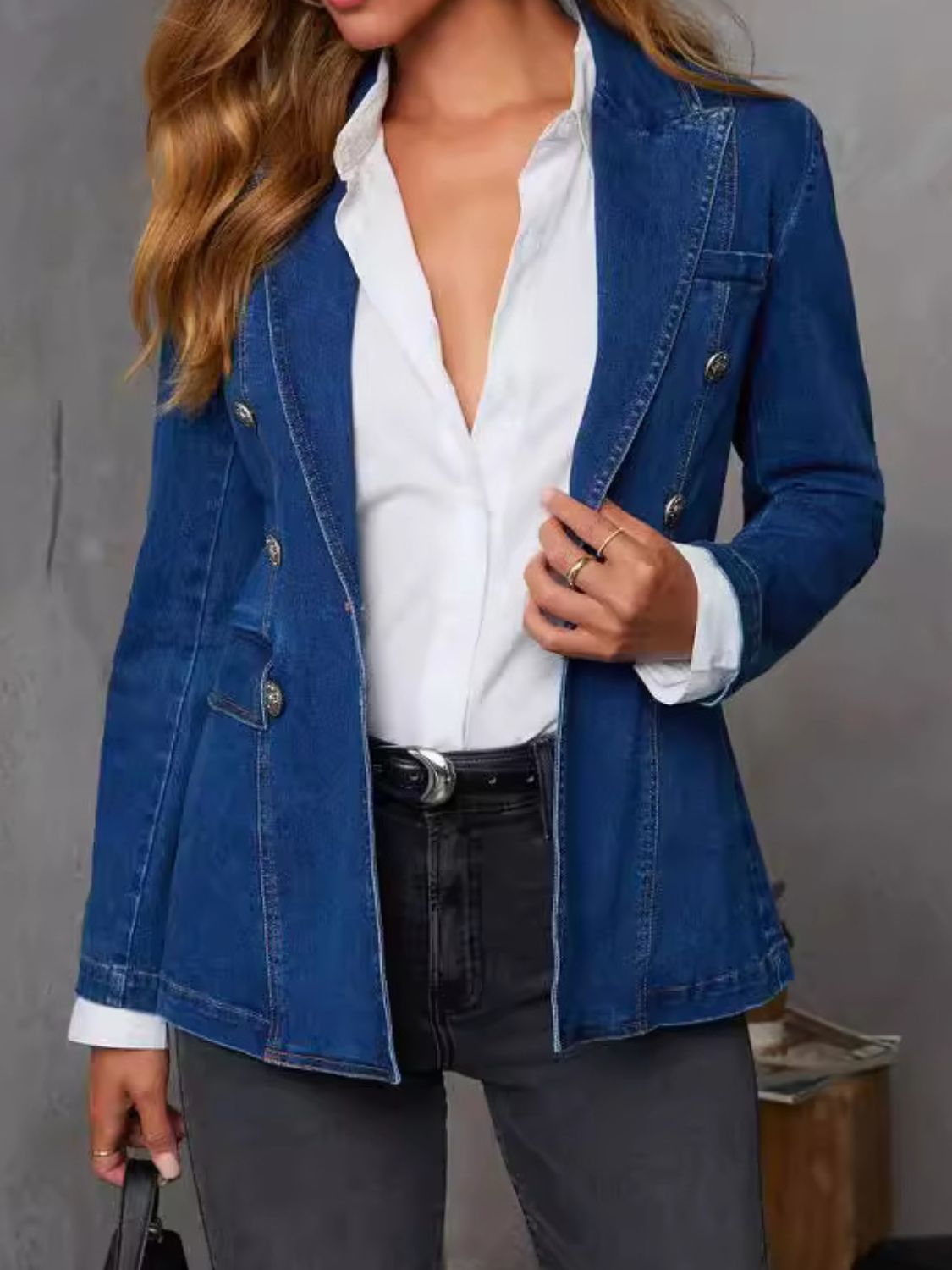 Zephariel Collared Neck Long Sleeve Denim Jacket