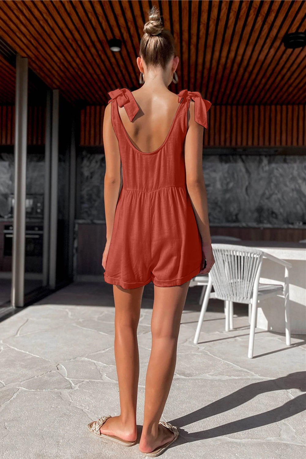 Zephariel Scoop Neck Tie Shoulder Romper