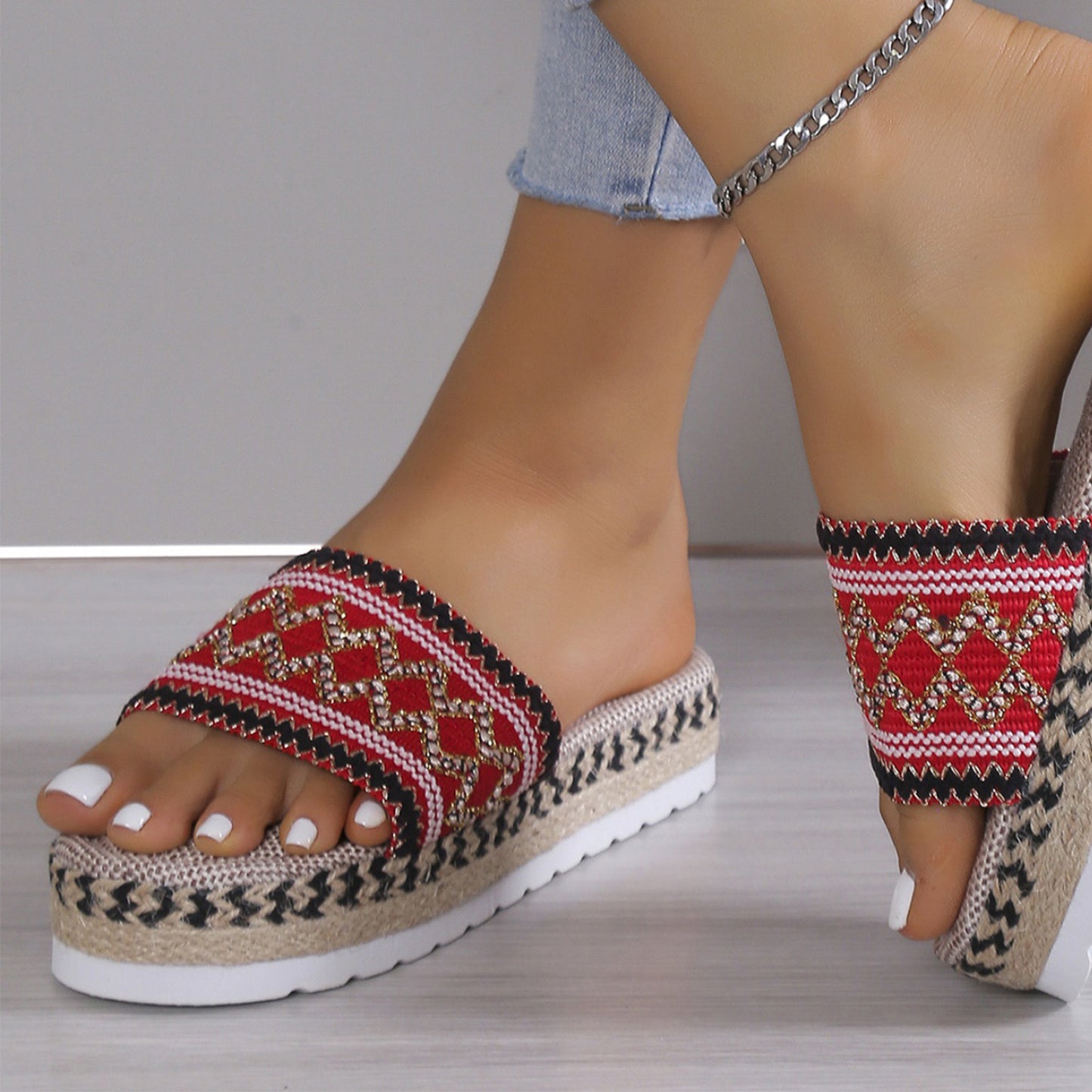 Zephariel Geometric Weave Platform Sandals