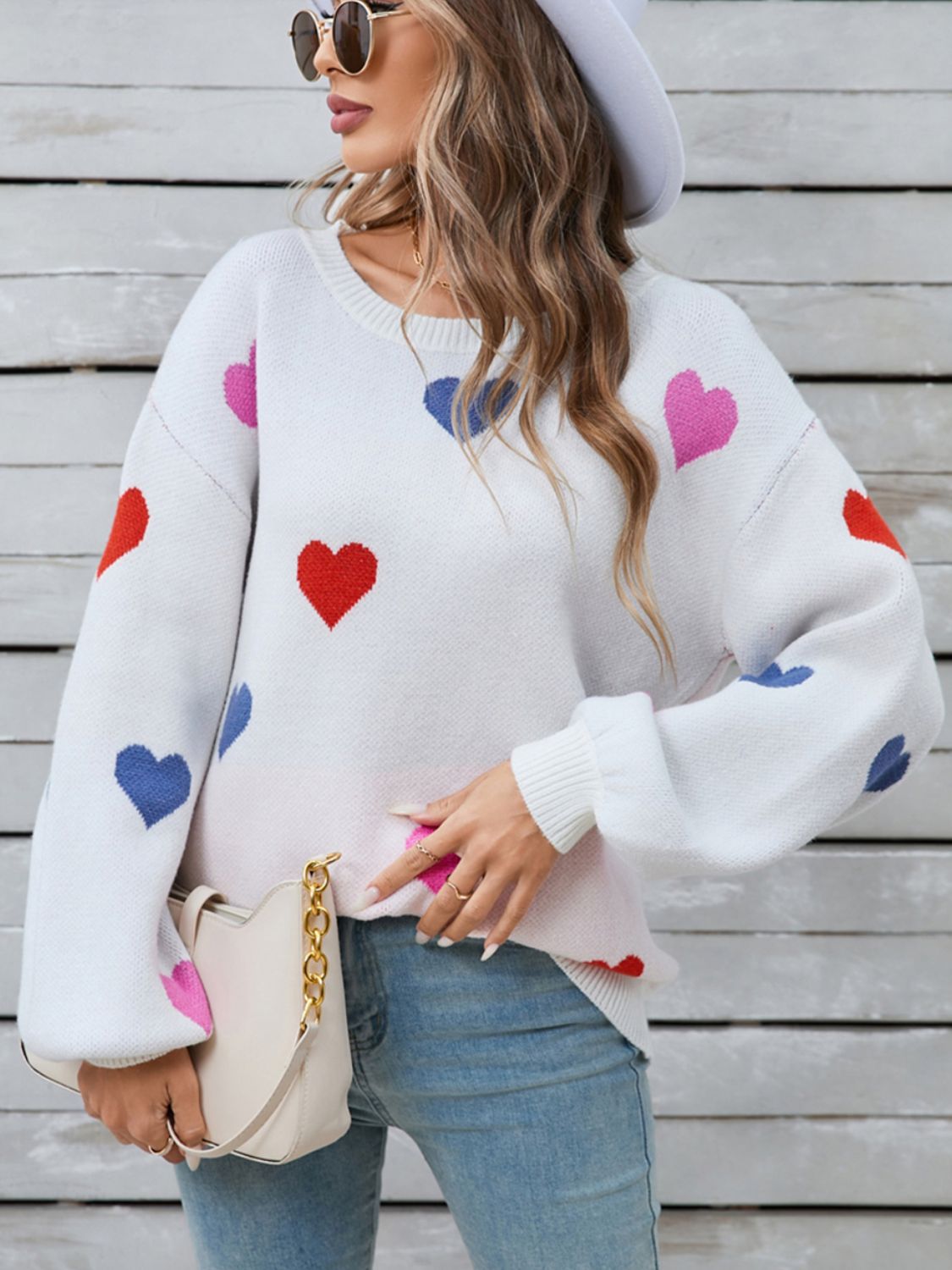 Zephariel Heart Round Neck Long Sleeve Sweater