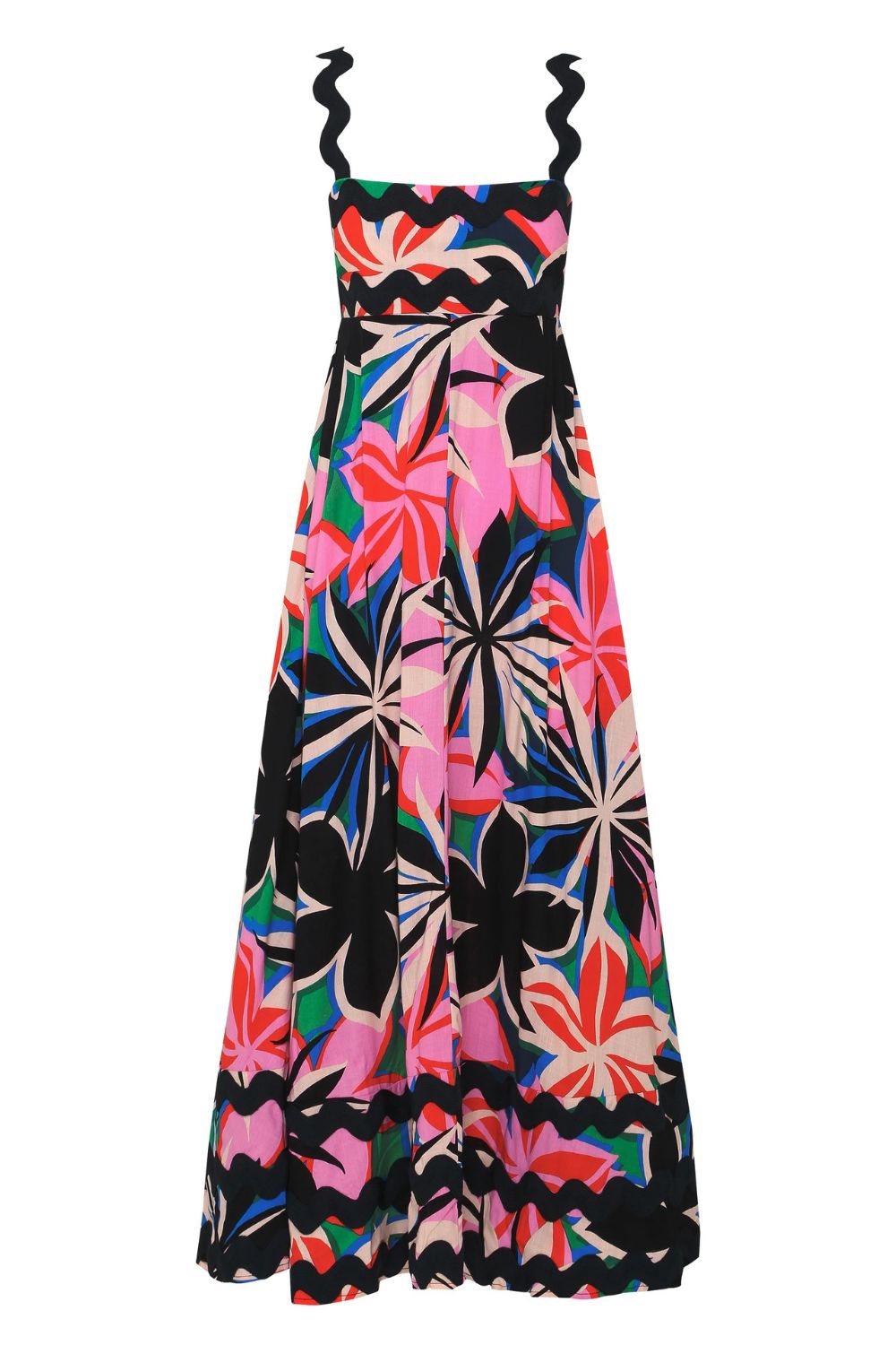 Zephariel Printed Square Neck Wide Strap Dress