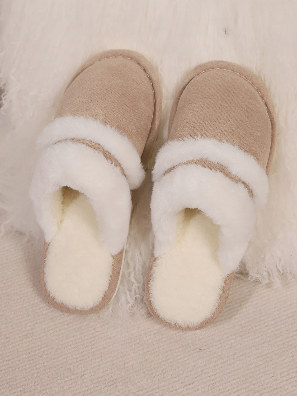 Zephariel Contrast Faux Fur Round Toe Slippers