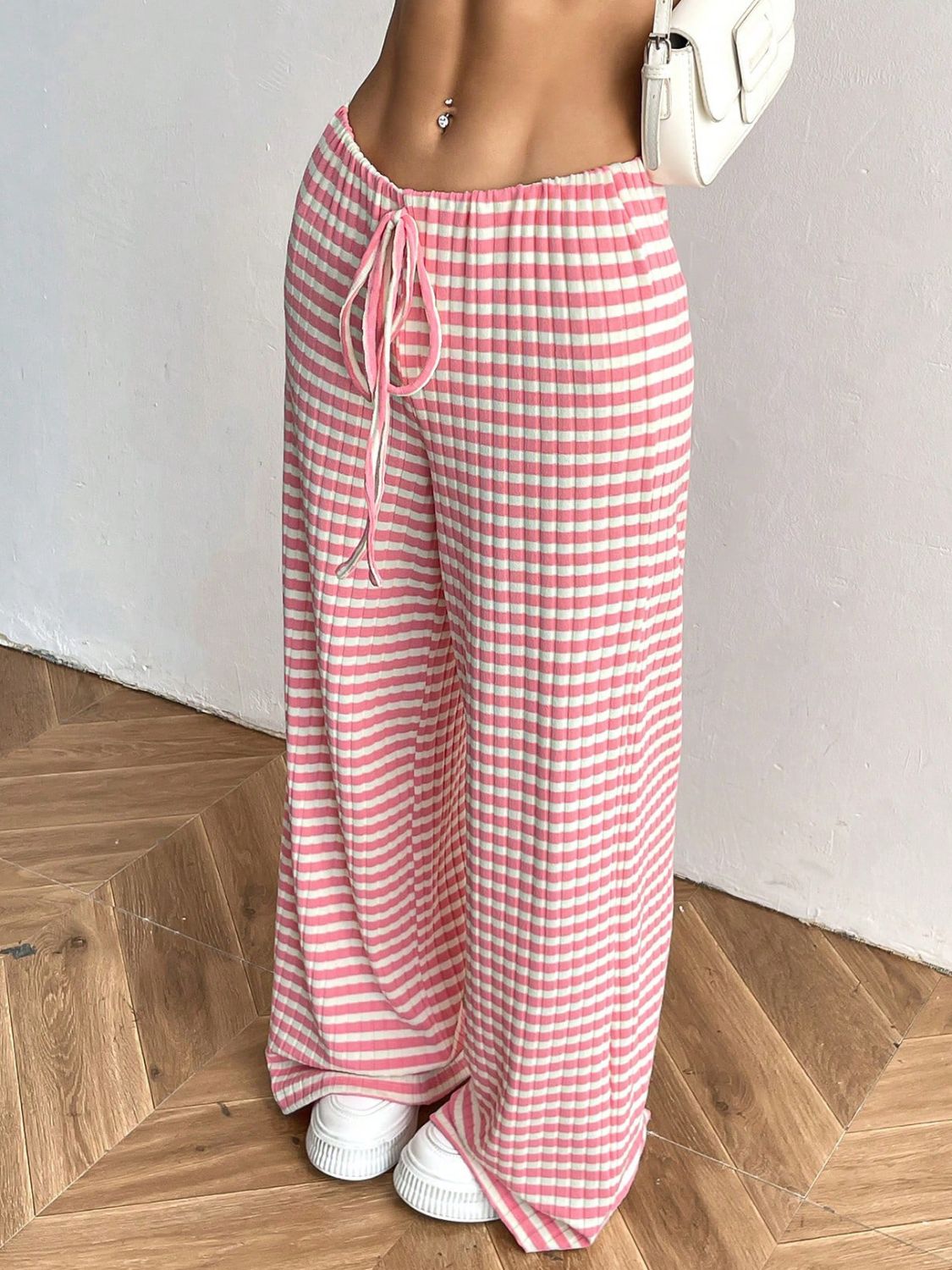 Zephariel Tied Striped Wide Leg Pants