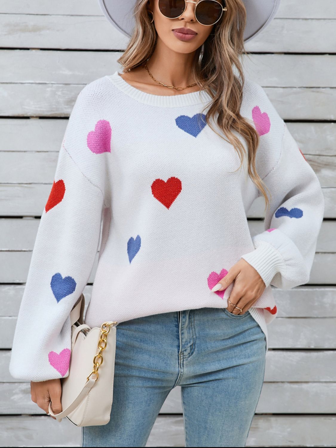 Zephariel Heart Round Neck Long Sleeve Sweater