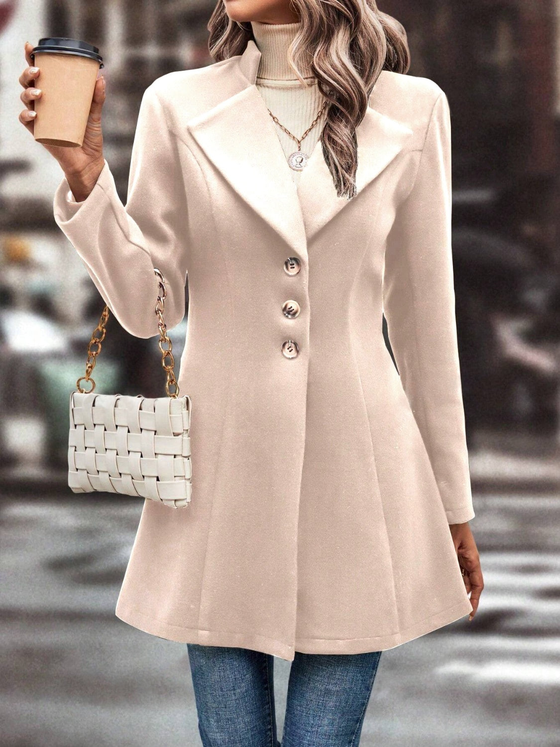 Zephariel Collared Neck Long Sleeve Longline Coat