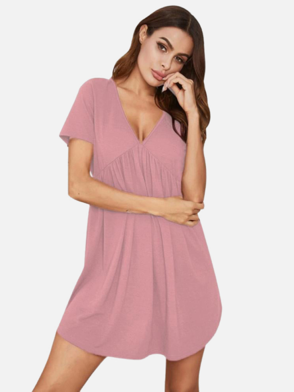 Zephariel V-Neck Short Sleeve Lounge Dress