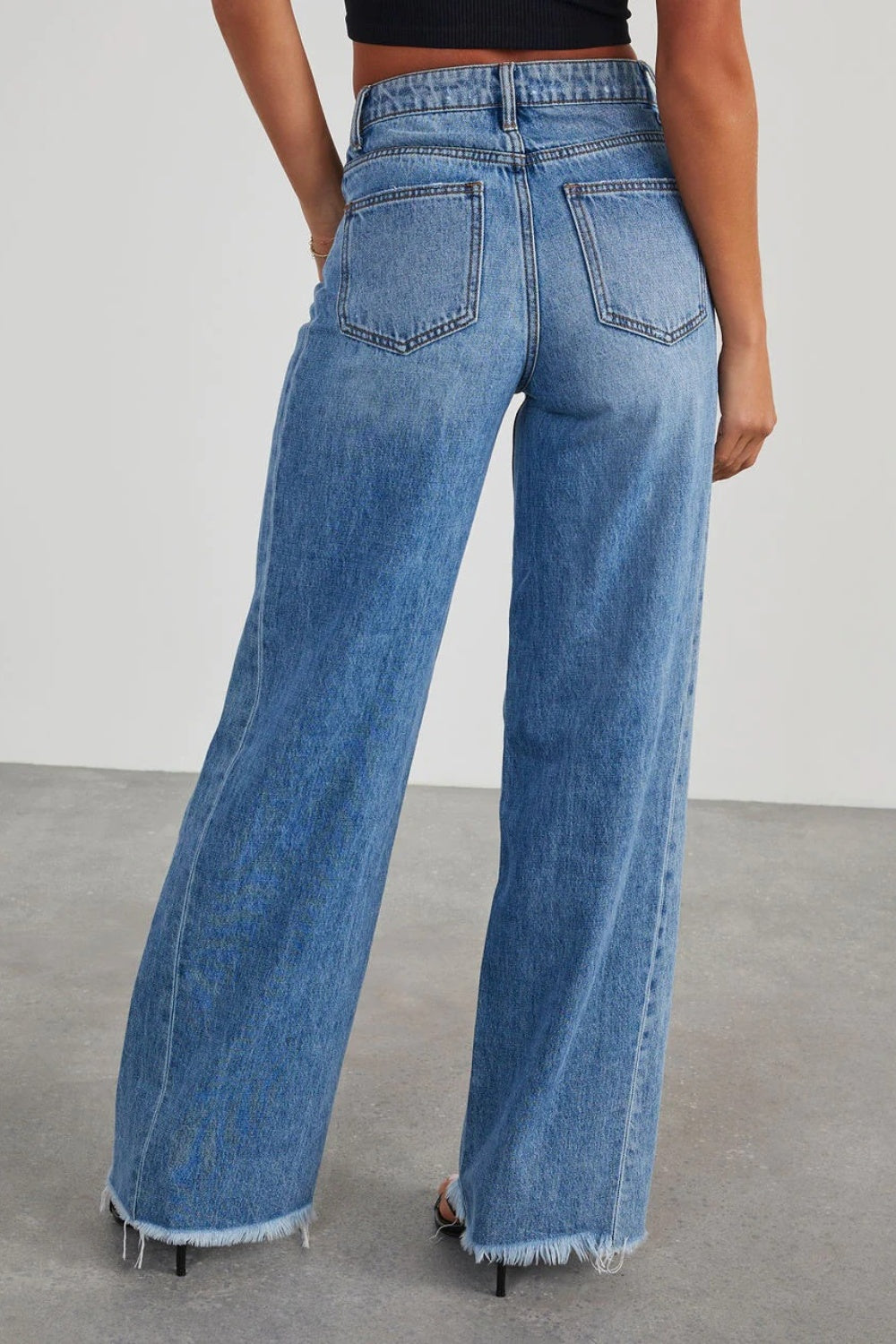 Zephariel Raw Hem Wide Leg Jeans with Pockets