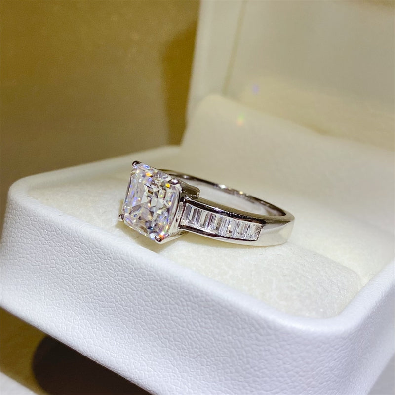 Zephariel 3 Carat Moissanite 925 Sterling Silver Square Shape Ring