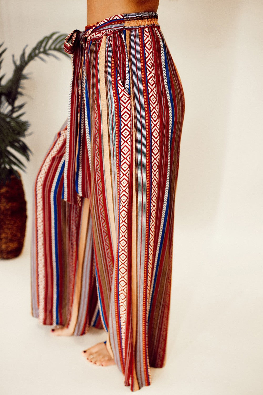 Zephariel Printed Tied Wide Leg Pants