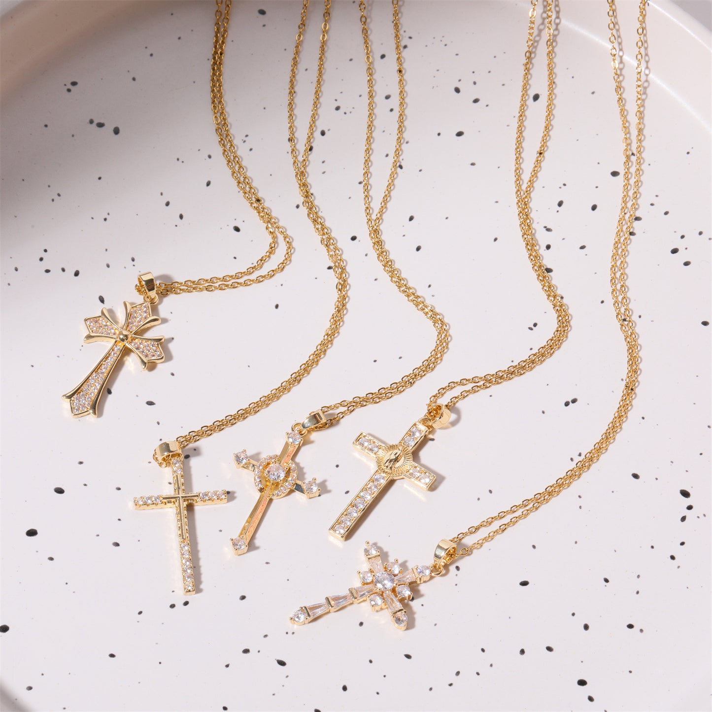 Zephariel Stainless Steel Inlaid Zircon Cross Necklace