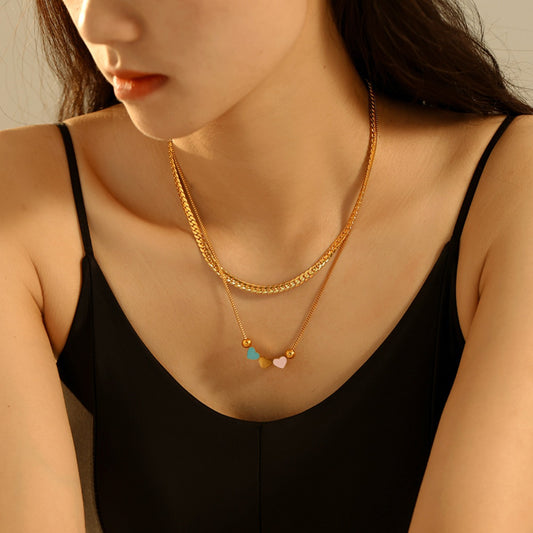 Zephariel 18K Gold-Plated Double Layered Heart Necklace