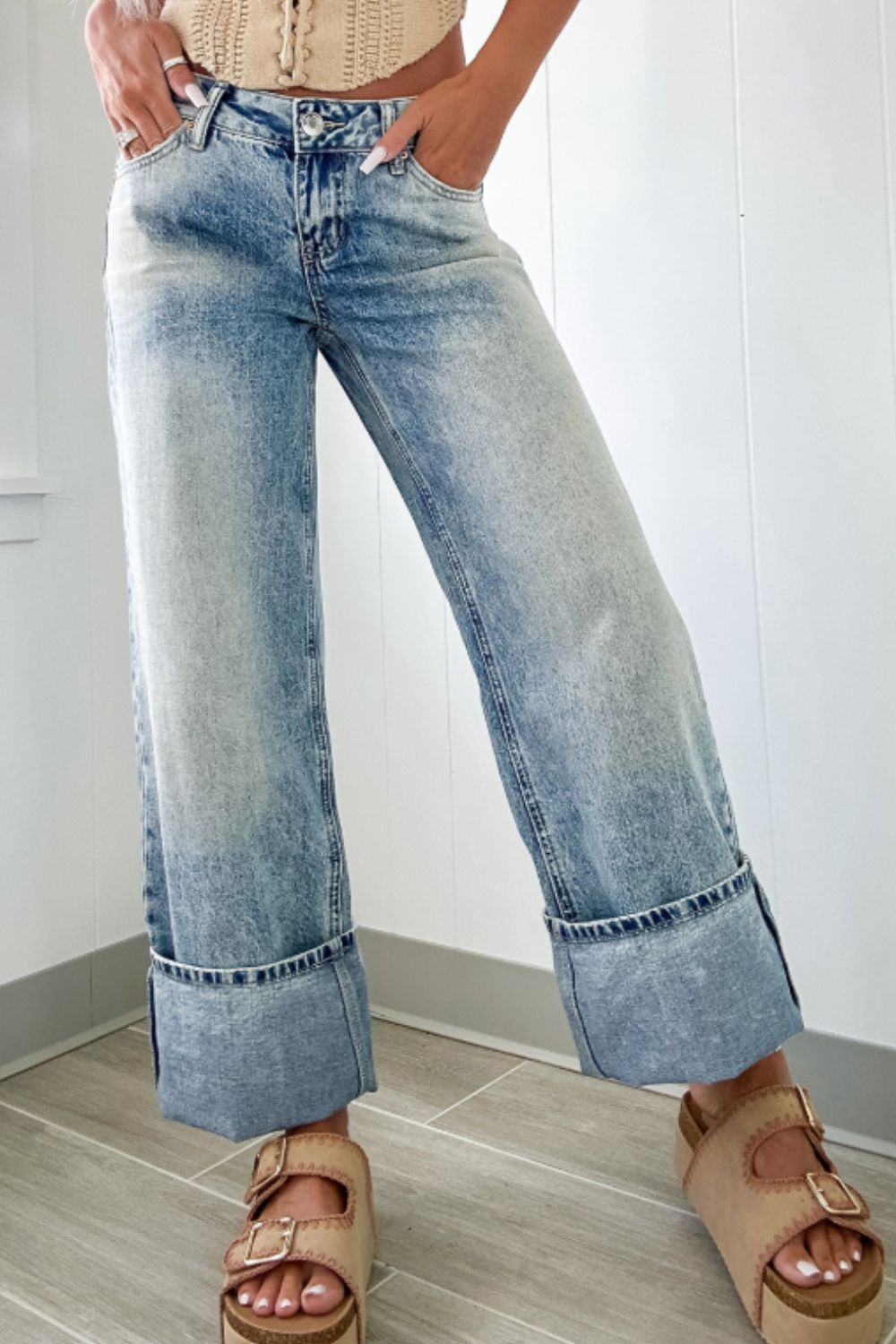 Zephariel Washed Wide Leg Jeans with Pockets