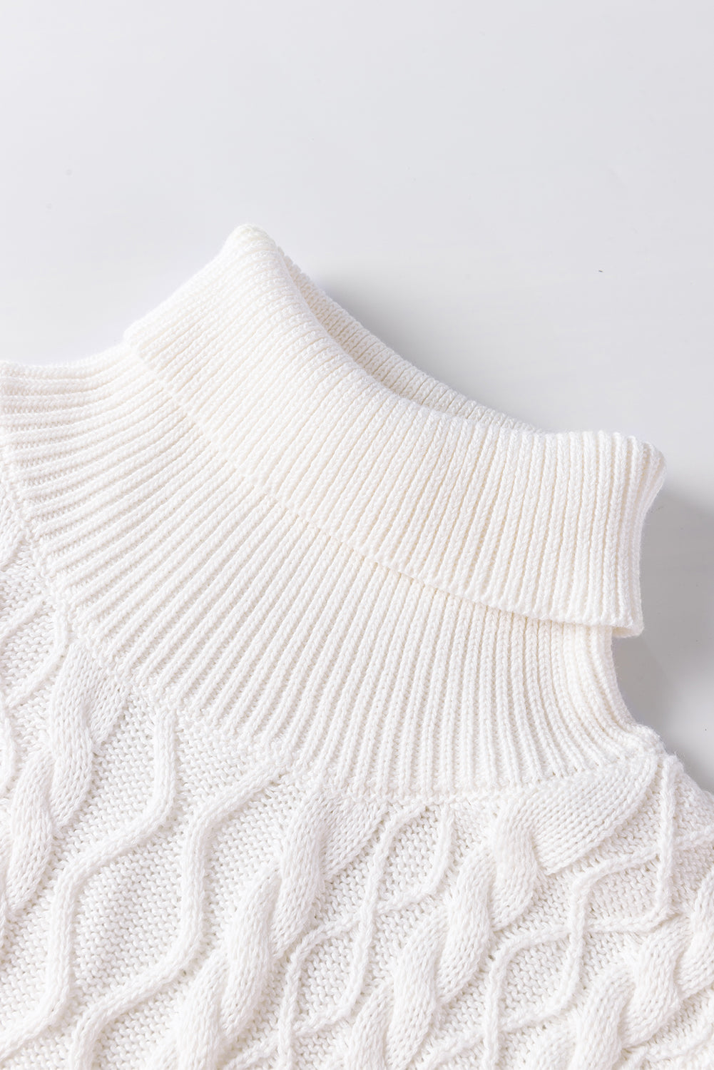 Zephariel Cable-Knit Turtleneck Cap Sleeve Sweater