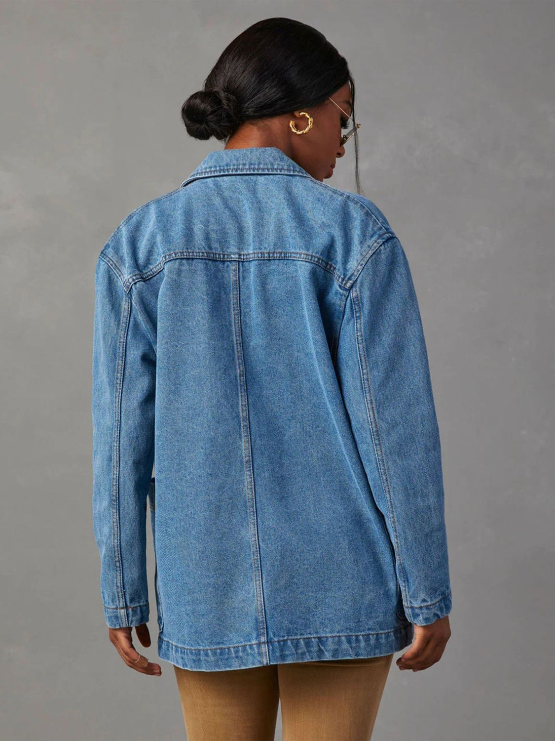 Zephariel Collared Neck Long Sleeve Denim Jacket