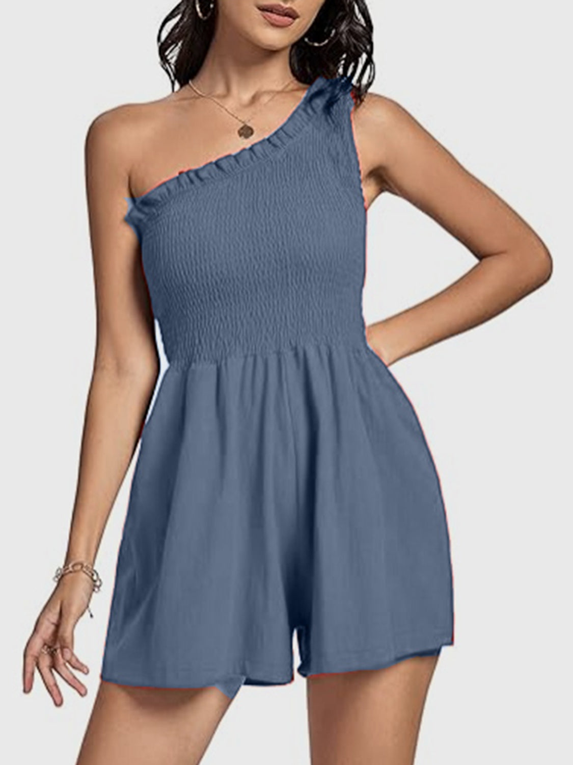 Zephariel Smocked Single Shoulder Romper