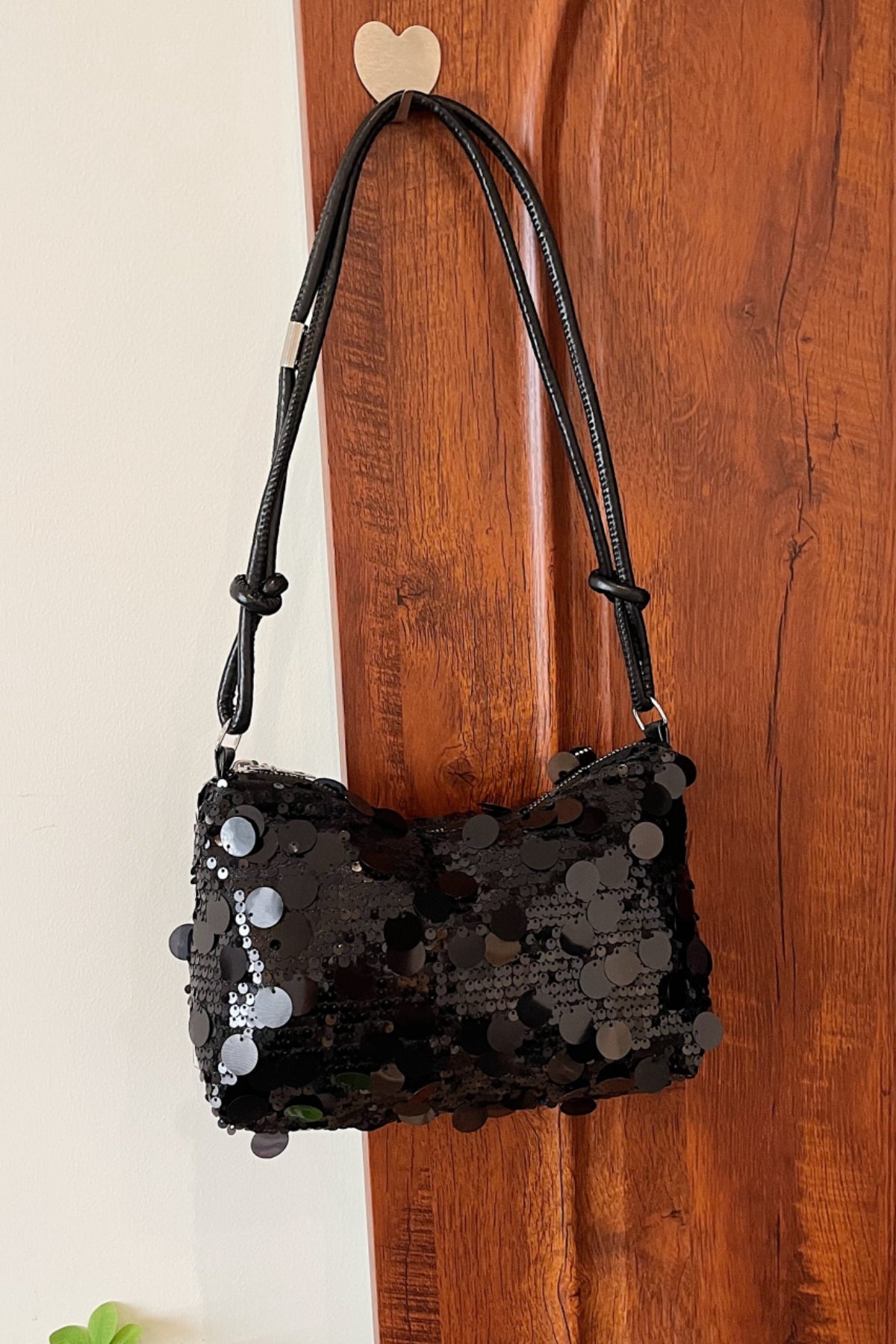 Zephariel Sequin Knotted Straps Shoulder Bag