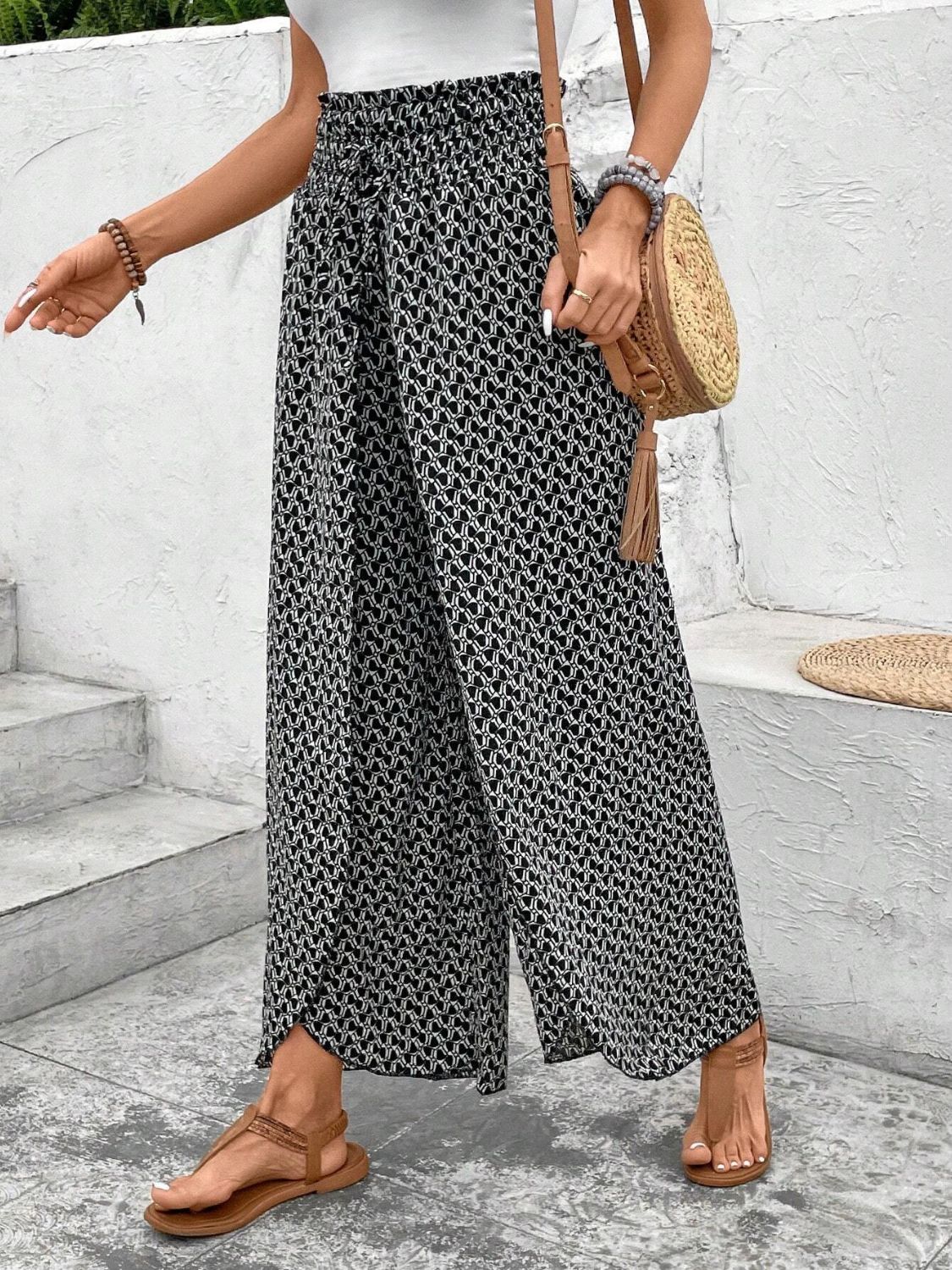 Zephariel Tied Printed Wide Leg Pants