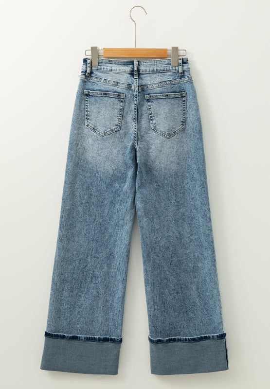 Zephariel Washed Wide Leg Jeans with Pockets