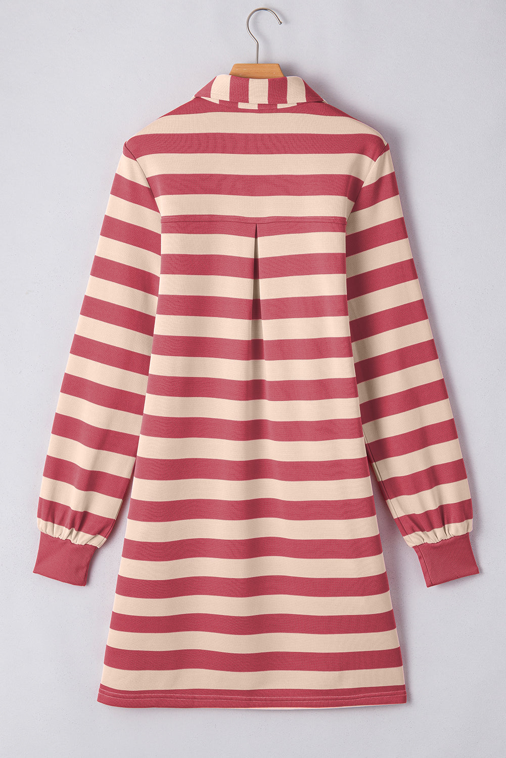 Zephariel Contrast Striped Johnny Collar Long Sleeve Mini Dress