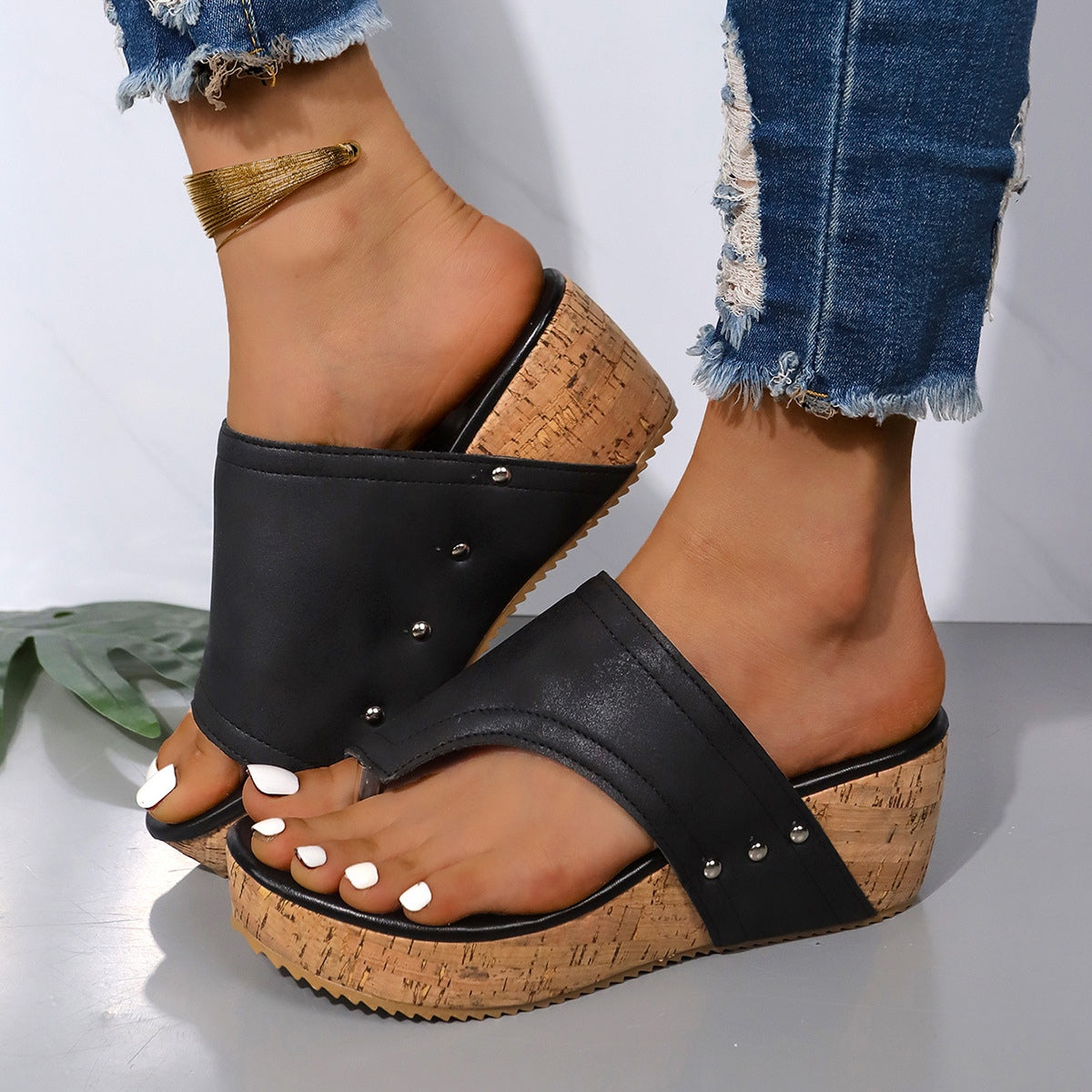 Zephariel PU Leather Wedge Sandals