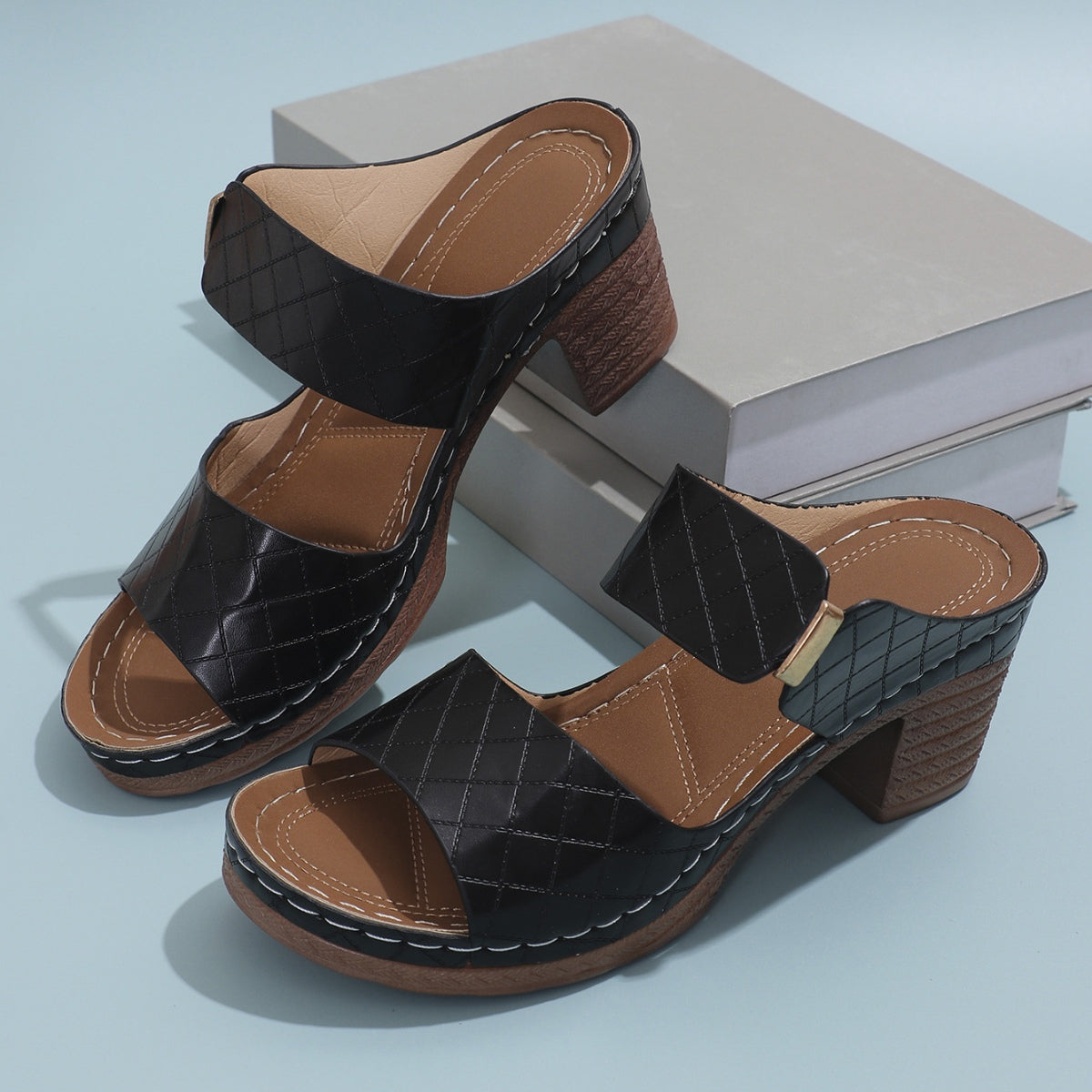 Zephariel PU Leather Block Heel Sandals