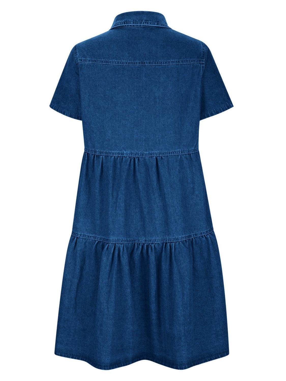 Zephariel Pocketed Button Up Collared Neck Short Sleeve Denim Dress