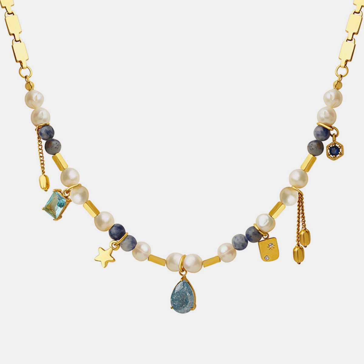 Zephariel 18K Gold-Plated Beaded Charm Necklace