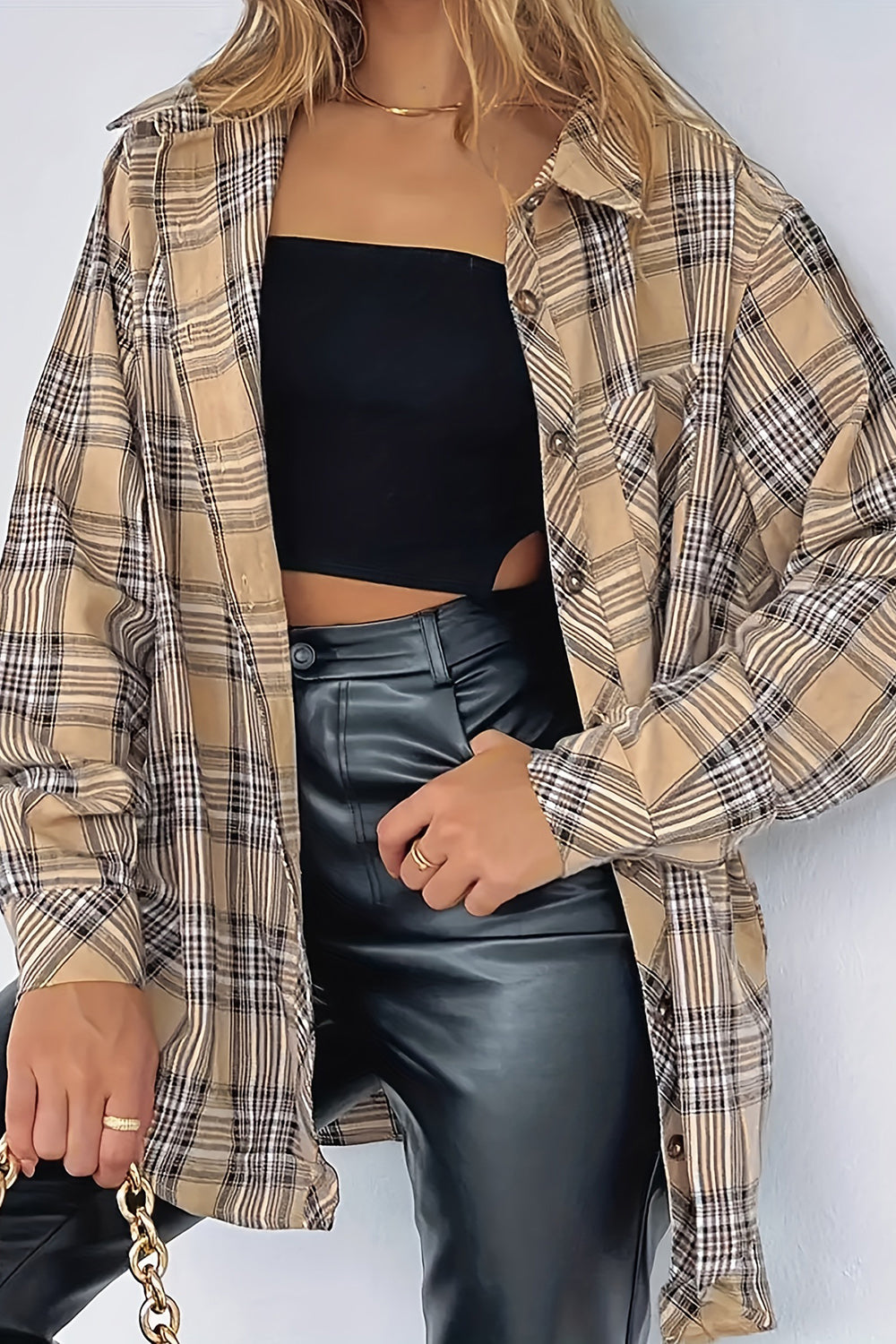 Zephariel Plaid Collared Neck Long Sleeve Shirt