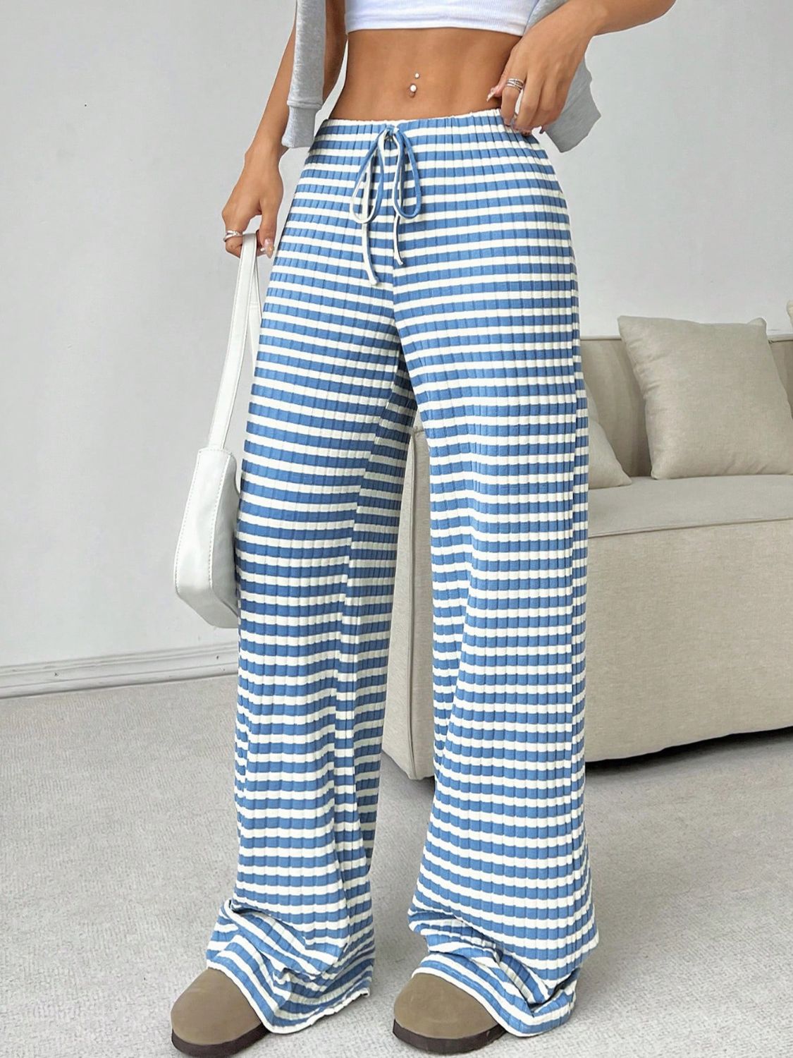 Zephariel Tied Striped Wide Leg Pants