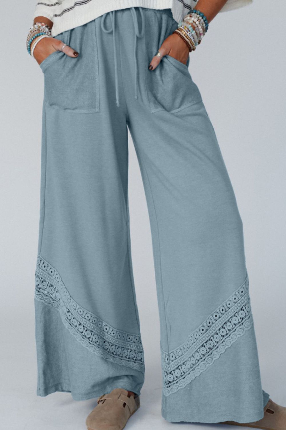 Zephariel Lace Detail Wide Leg Pants