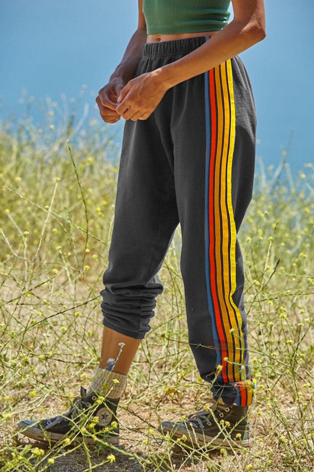 Zephariel Contrast Striped Elastic Waist Active Pants