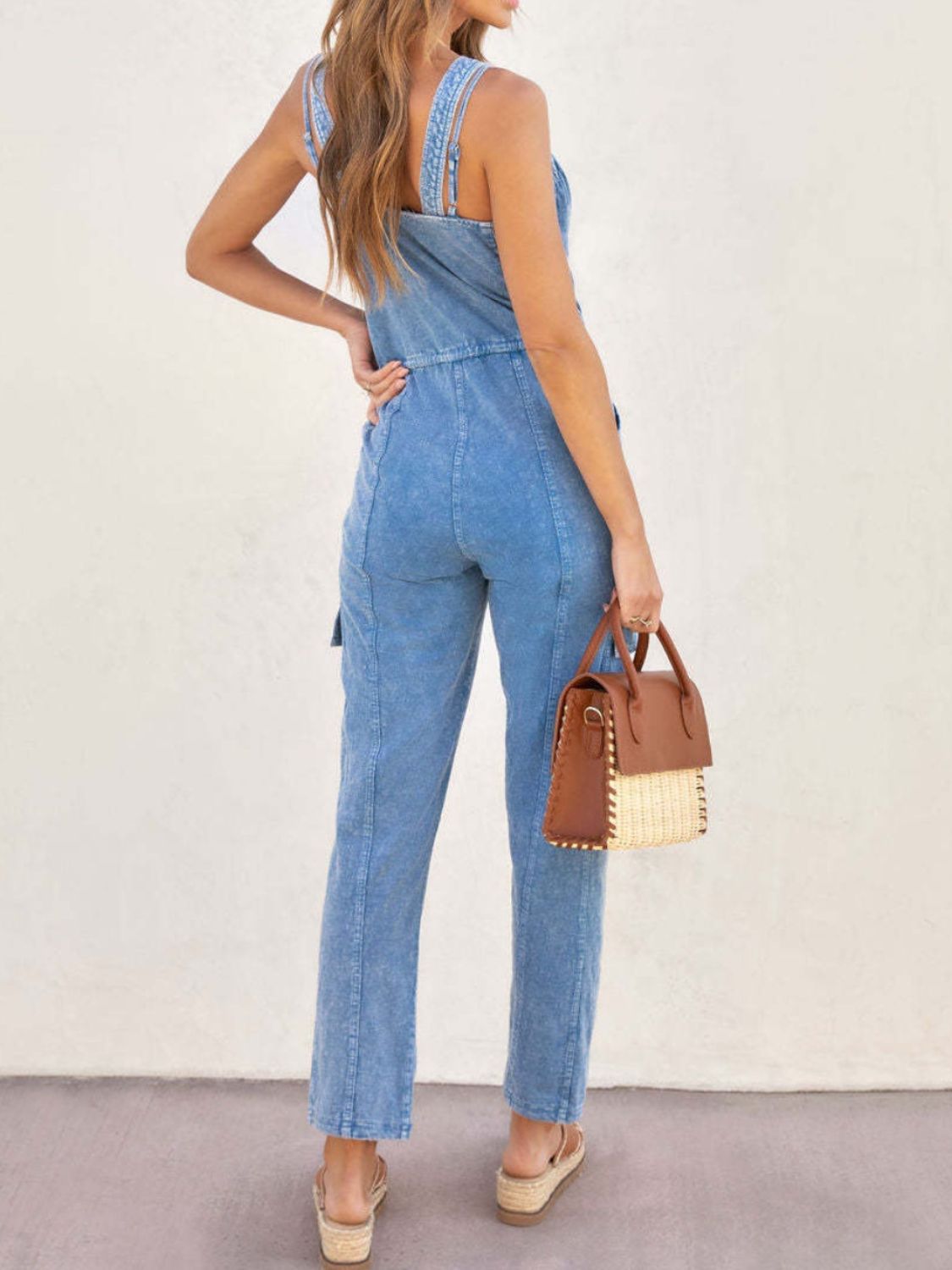 Zephariel V-Neck Sleeveless Denim Jumpsuit