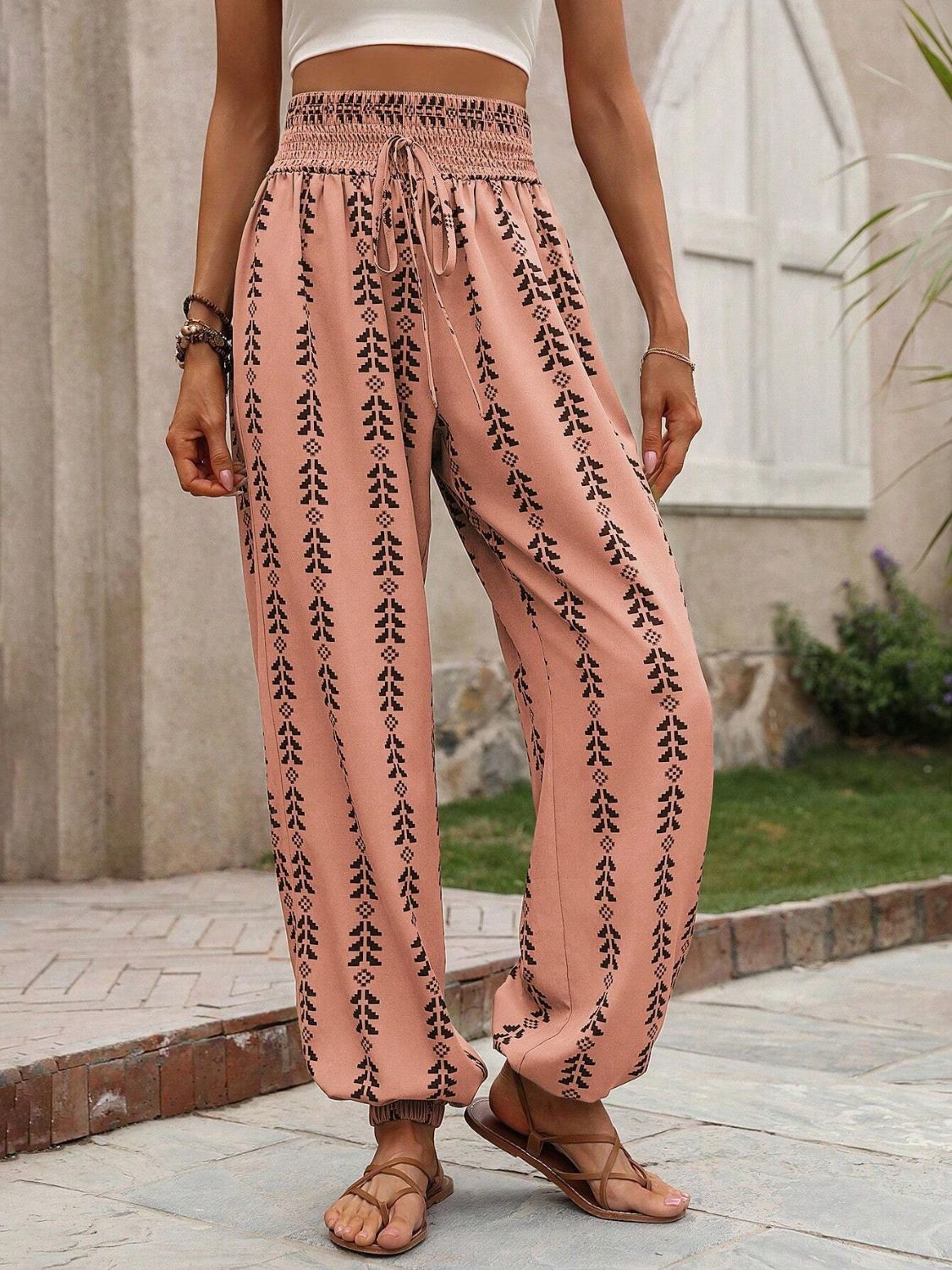 Zephariel Tied Printed High Waist Pants