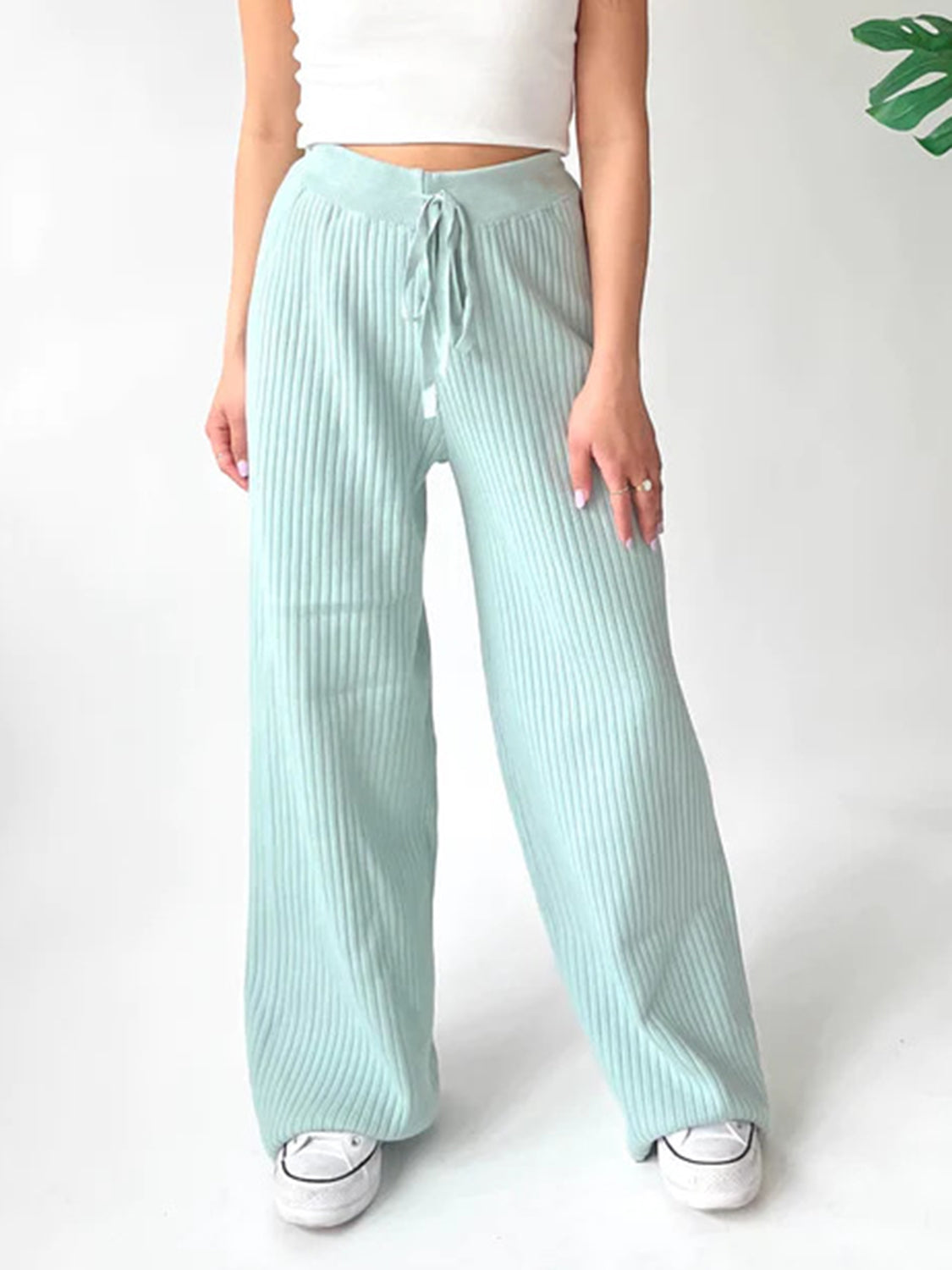 Zephariel Ribbed Wide Leg Sweater Pants