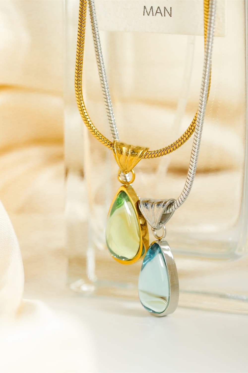 Zephariel Teardrop Shape Titanium Steel Pendant Necklace