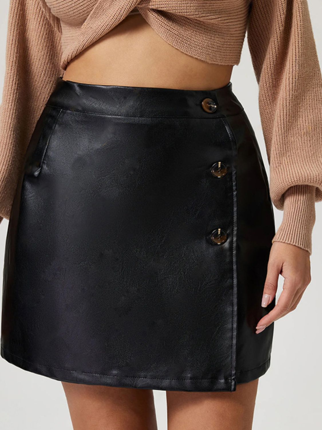 Zephariel Buttoned High Rise Mini Skirt