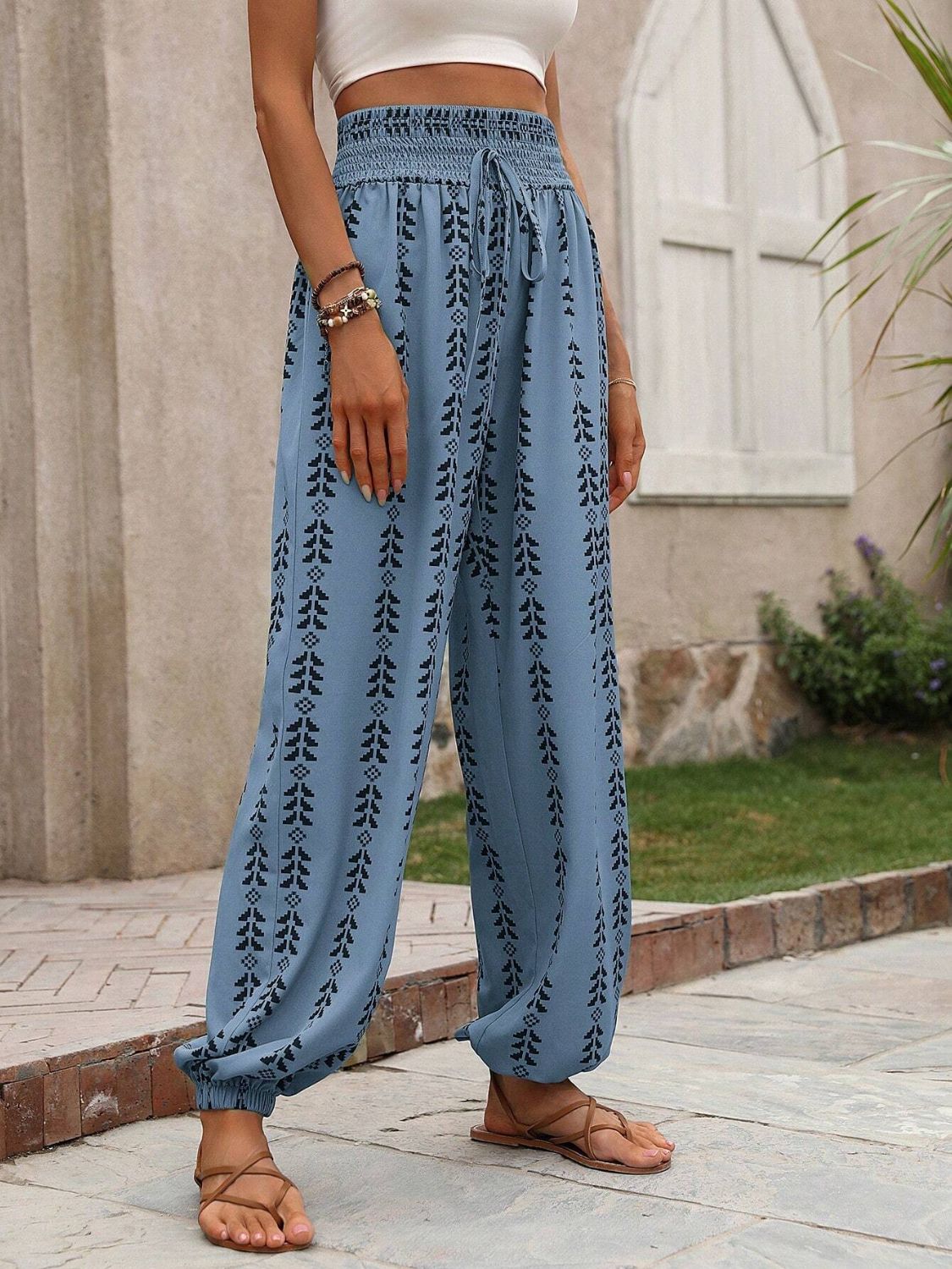 Zephariel Tied Printed High Waist Pants